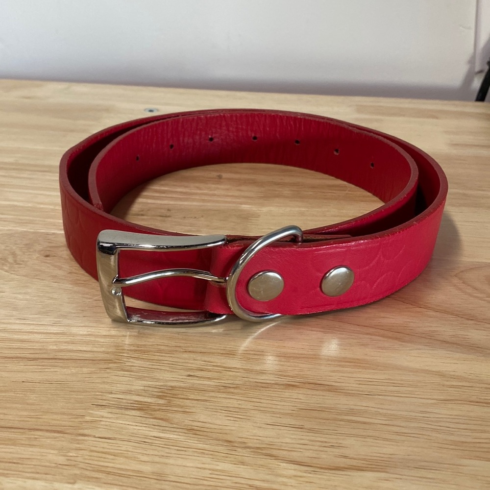 Mens OriginalFake Red Leather Belt